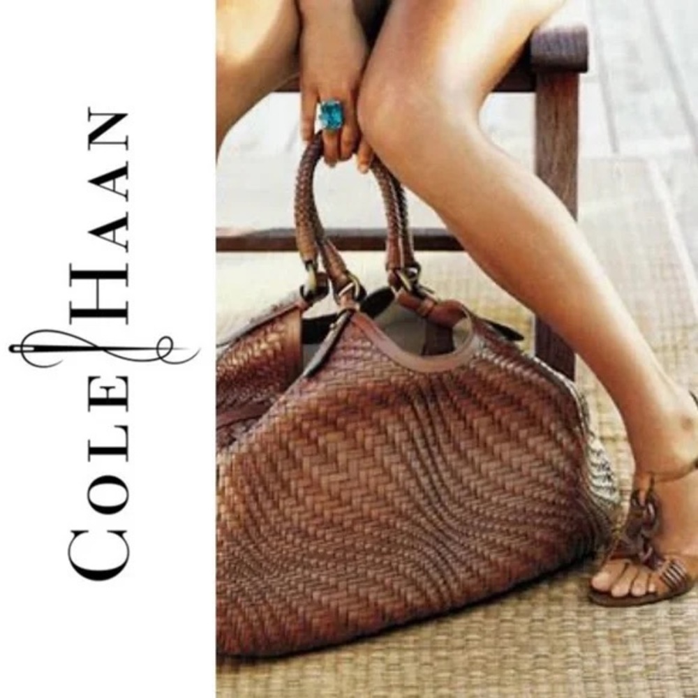 Cole Hana Genevieve Triangle Woven Leather Bag